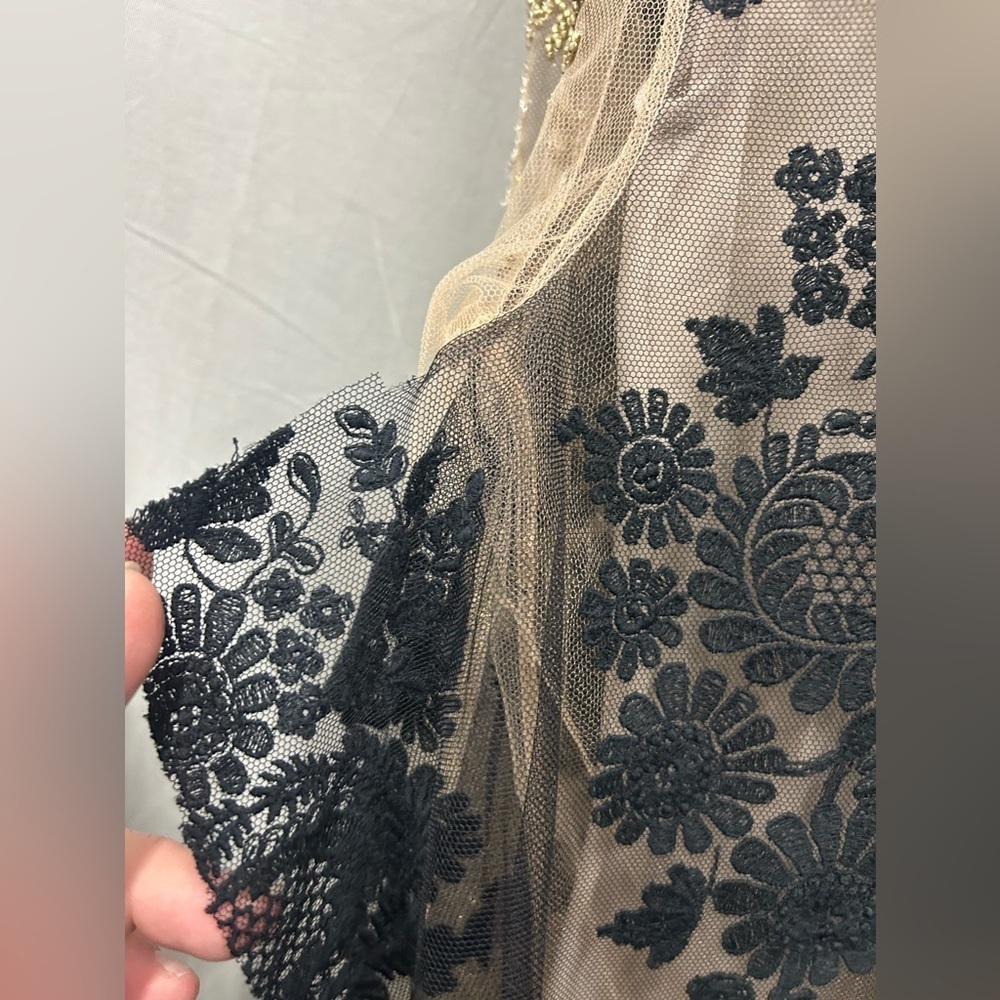 Stella McCartney Size 40 (US 4) Paneled Lace-trimmed Bead-embellished Dress - Picture 7 of 11